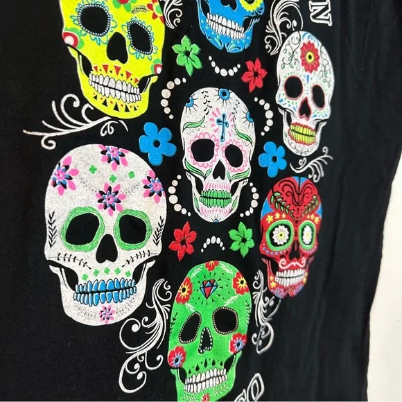 REEF Sugar Skull Day Of The Dead Dia De Los Muertos Mexico Graphic Tank Top - Picture 3 of 11